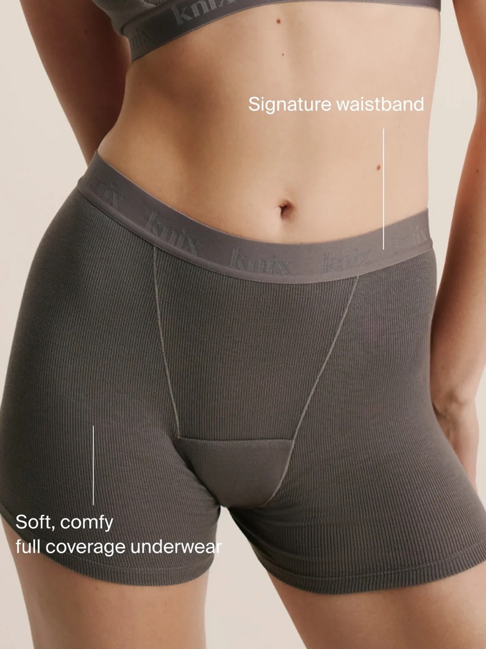 Knix Leakproof Logo Modal Rib Boxer Brief - Picture 5 of 8